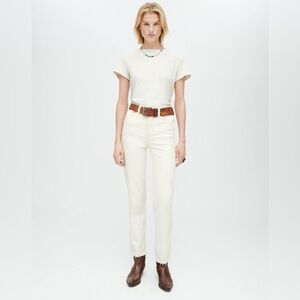 Re/Done Women's Straight Leg Jeans in Off-White